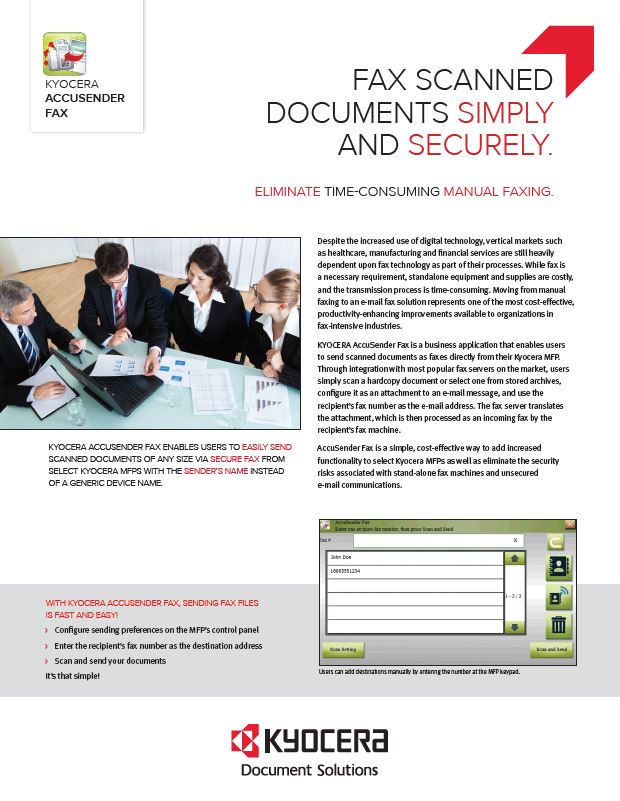 Kyocera, Software, Capture, Distribution, Accusender Fax, Printers Plus
