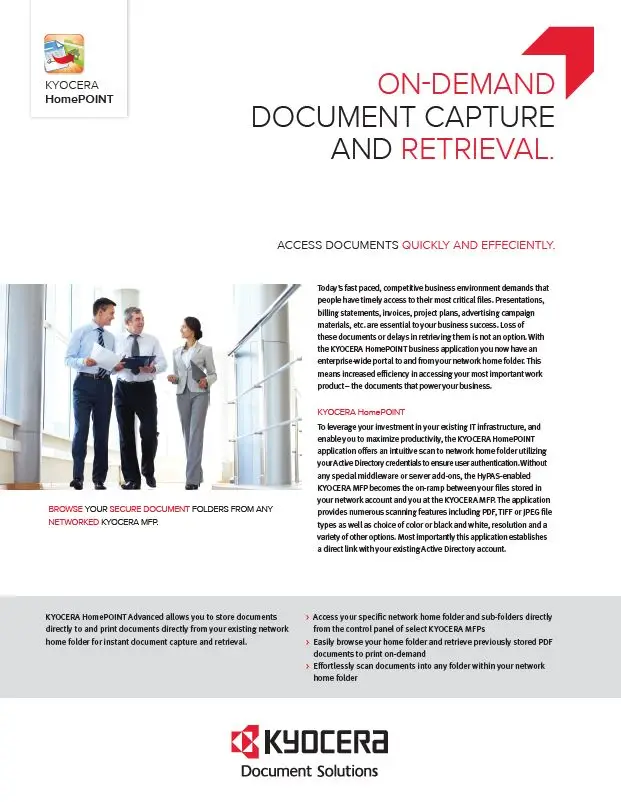 Kyocera, Software, Capture And Distribution, Homepoint Advanced, Morgan Business Solutions