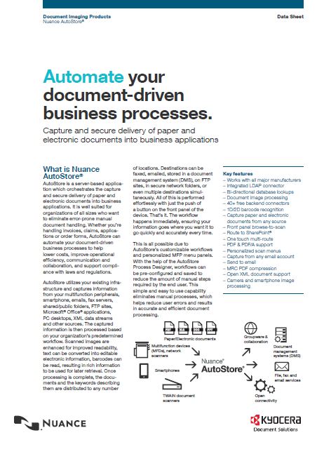 Kyocera, Software, Capture, Distribution, Nuance, Autostore, Printers Plus