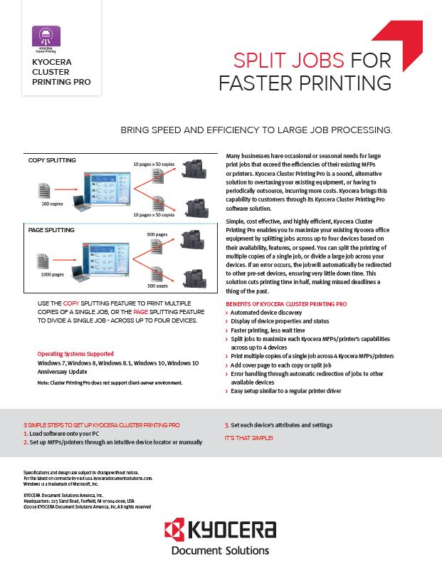 Kyocera, Software, Output Management, Kyocera Cluster Printing, Morgan Business Solutions