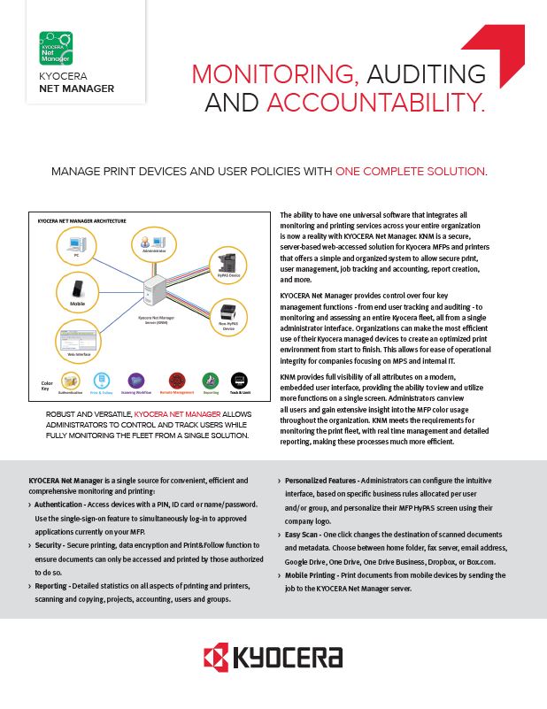 Kyocera, Software, Output Management, Kyocera Net Manager, Morgan Business Solutions