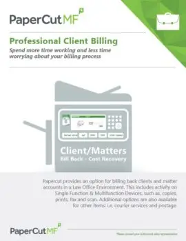 Papercut, Mf, Professional Client Billing, Morgan Business Solutions